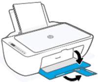 Lift the printer and place it on its side or back. . Hp deskjet 2700 tray empty or open